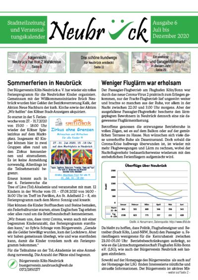 Vorderseite Stadtteilzeitung Neubrück, Ausgabe 2020, 2. Halbjahr