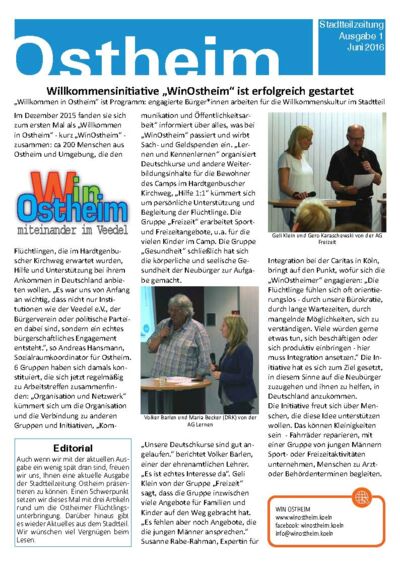 Vorderseite Stadtteilzeitung Ostheim, Ausgabe 2016