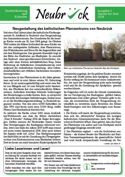 Vorderseite Stadtteilzeitung Neubrück, Ausgabe 2018, 1. Halbjahr
